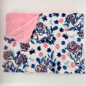Cupcakes & Cashmere Baby Blanket Floral Bunny Rabbit Roses Navy Pink Teal Easter